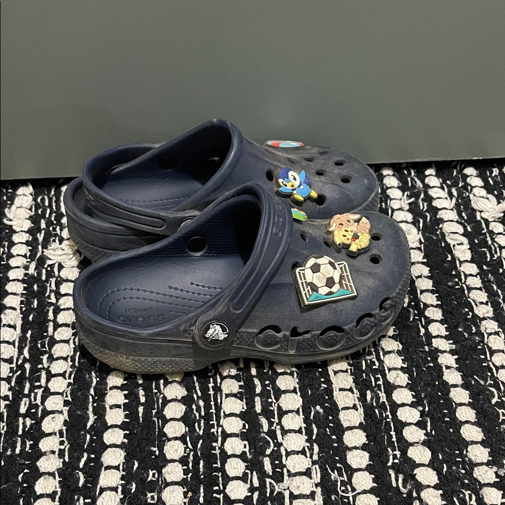 CROCS Kids Navy Sandals with Fun Charms